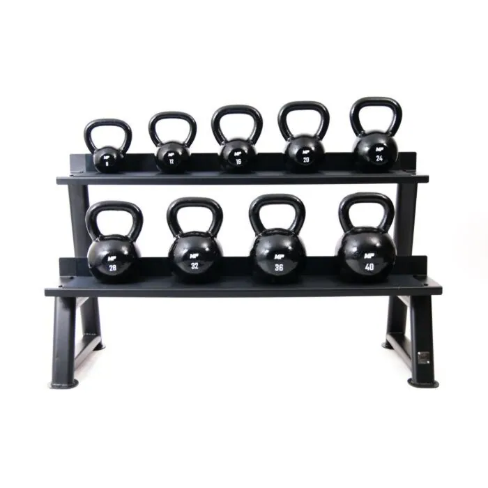 Kettlebell gietijzer 4-40 kg voordeelset incl. opbergrek