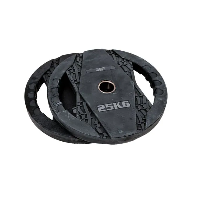 MP2005 Olympische rubber halterschijven 2 grips 25 KG SPECIALE PRIJS
