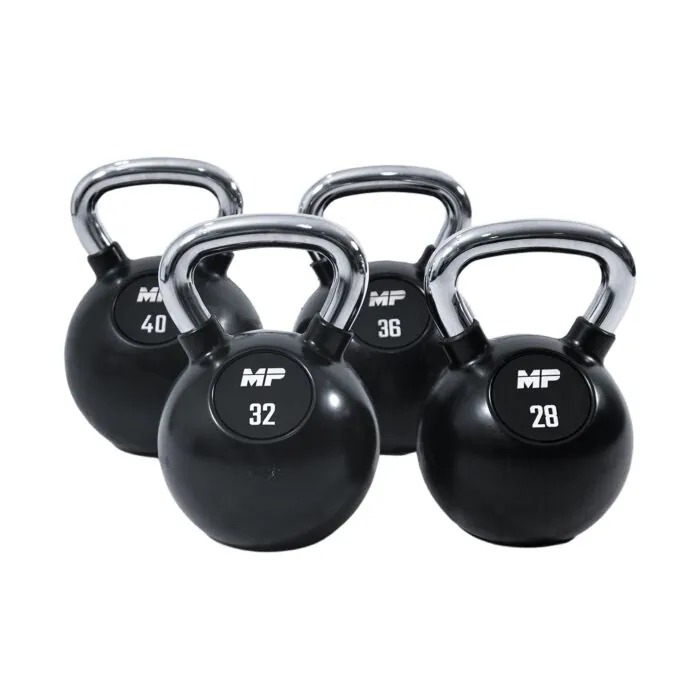 Kettlebell rubber/chrome Voordeelset 28-40 kg