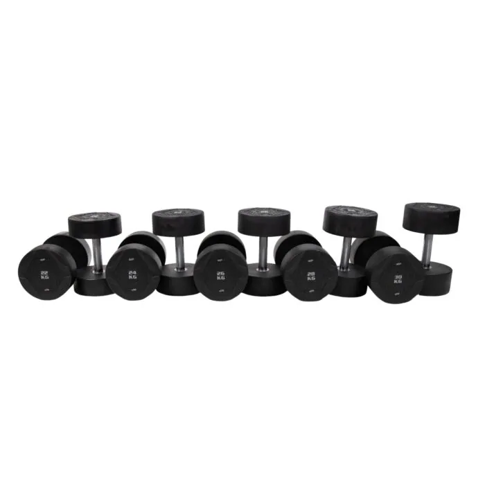 MP1012 Ronde rubber dumbbellset 2-40 kg