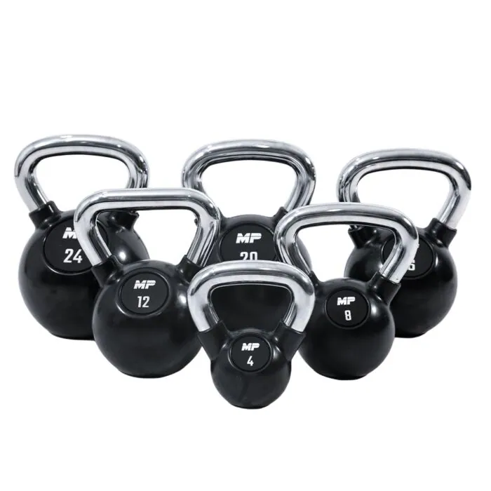 Kettlebell rubber/chrome Voordeelset 4-24 kg