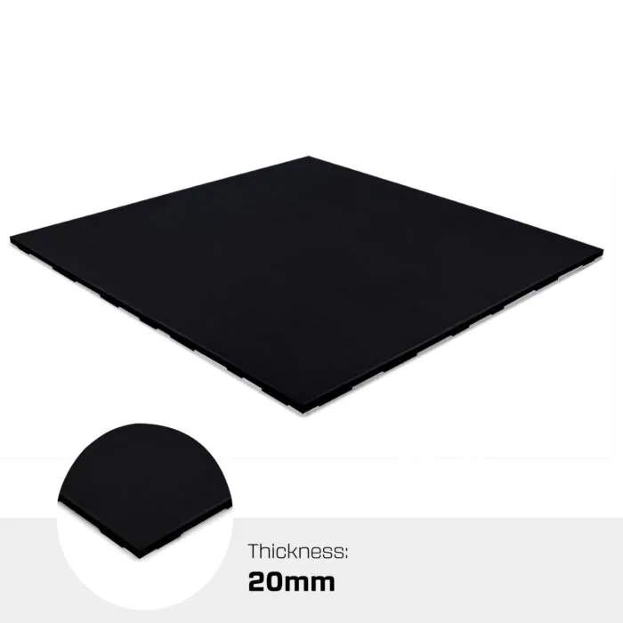 Rubber fitnesstegel Pure Black 20 mm dikte