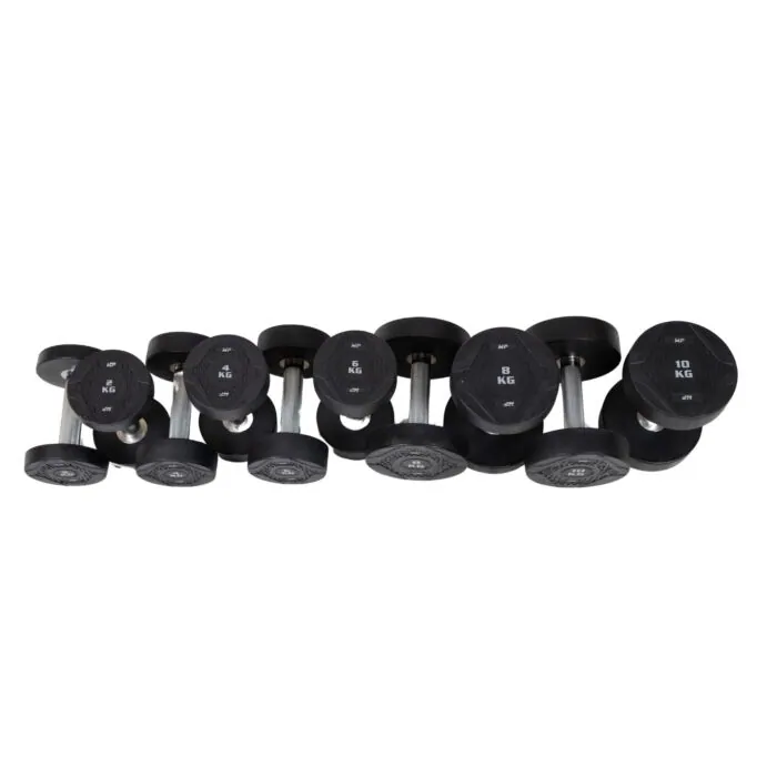 MP1012 Ronde rubber dumbbellset 2-20 kg