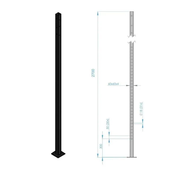 MP254 Staander 270 cm 60 x 60 mm Breed