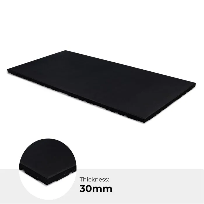 Rubber fitnesstegel Pure Black 30 mm dikte